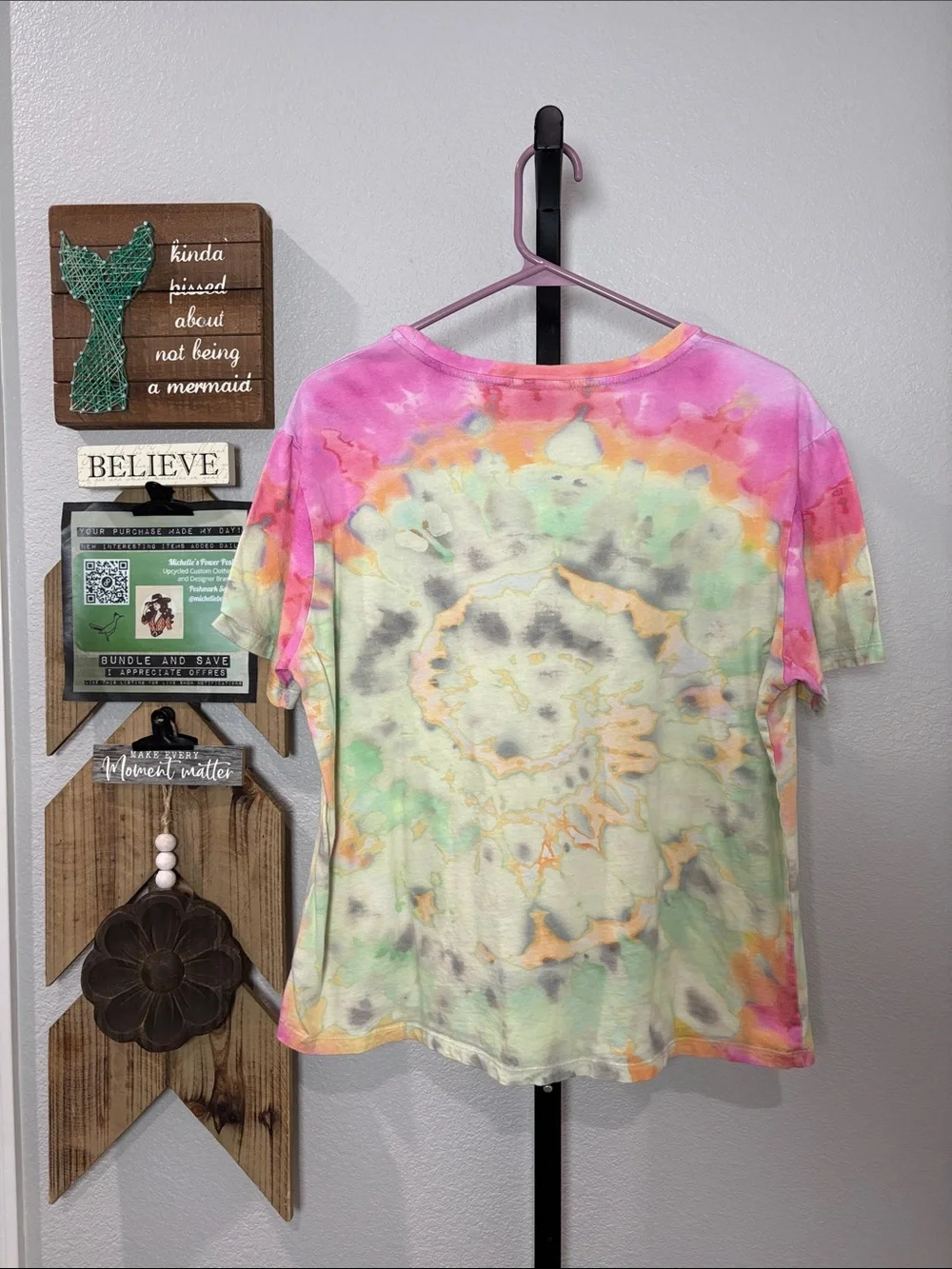 FARM Rio Multicolor Tie-Dye 'Stay Home' Graphic Tee with Green Plant 21ptp 23L